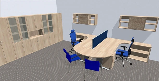 Online 3D návrhář kanceláří pro návrh prostoru, výběr nábytku a kalkulaci ceny